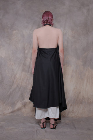 Backless Black Cotton Shirt-dress