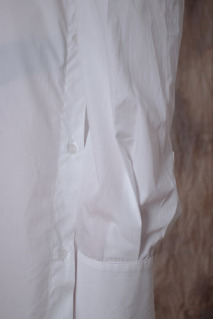 Elongated Cropped White Cotton Shirt