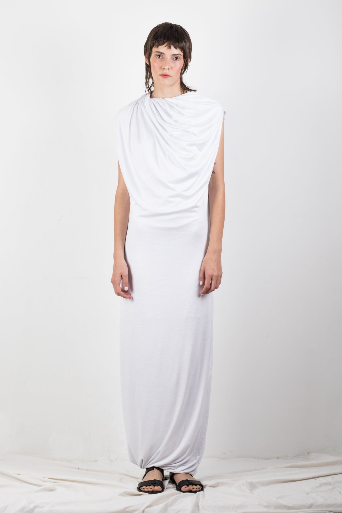White draped jersey dress White draped jersey dress