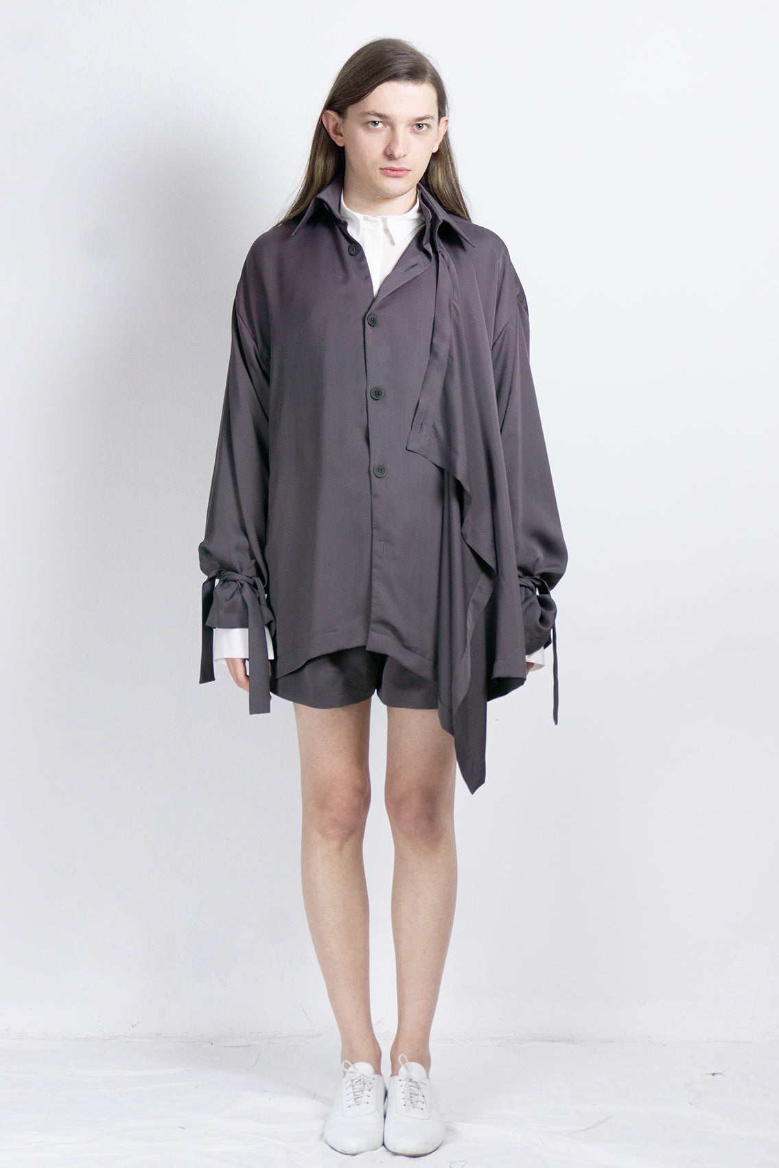 Asymmetric cupro jacket – Ludus Agender Label