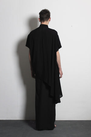 Asymmetric Black Cotton Shirt - Ludus Agender Label