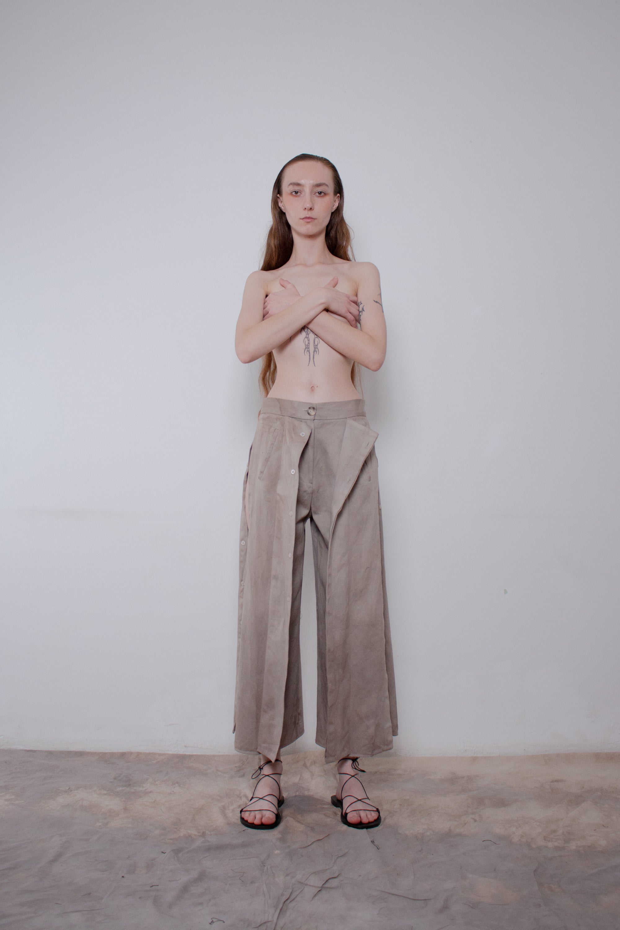 Naturally Dyed Cotton Buttoned Trousers