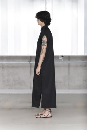 Black Elongated Sleeveless Shirt