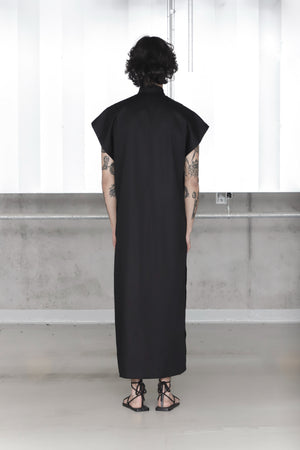 Black Elongated Sleeveless Shirt