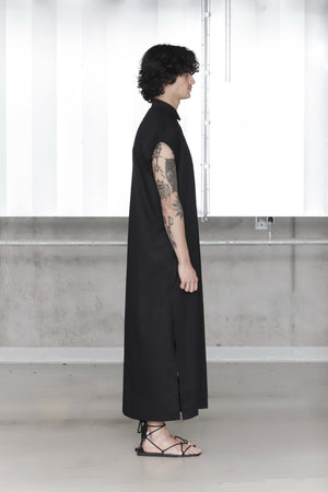 Black Elongated Sleeveless Shirt