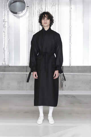 Black Double-collared Wool Coat