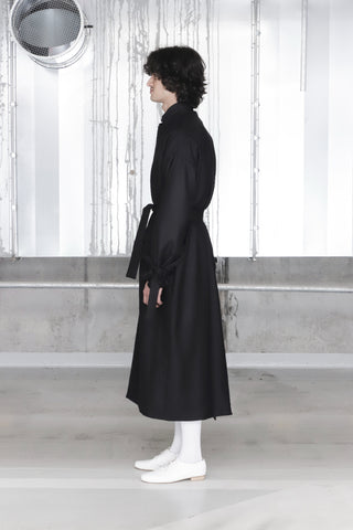 Black Double-collared Wool Coat