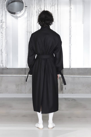 Black Double-collared Wool Coat