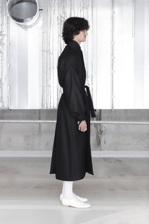 Black Double-collared Wool Coat