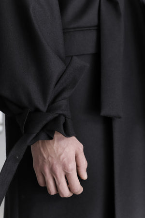 Black Double-collared Wool Coat