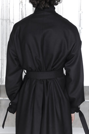 Black Double-collared Wool Coat