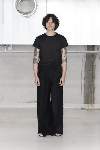 Black Wool Buttoned Trousers