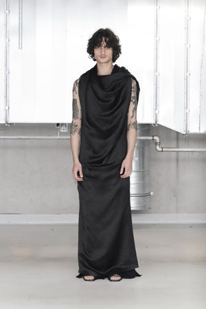 Black Circular-drape Cupro Dress