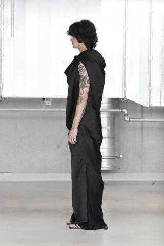 Black Circular-drape Cupro Dress