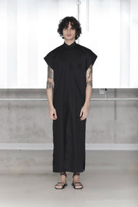 Black Elongated Sleeveless Shirt