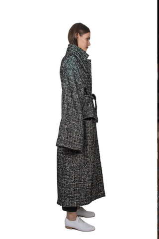 Black & White Wool Overcoat - Ludus Agender Label