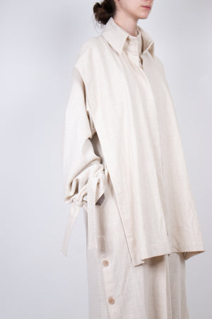 Beige Layered Flax Coat