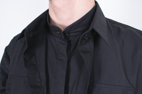Elongated Black Layered Cotton Shirt