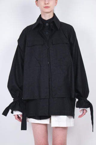 Black Layered Flax Jacket