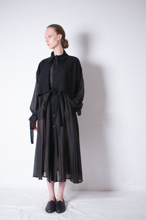 Black Transparent Silk Trench Coat