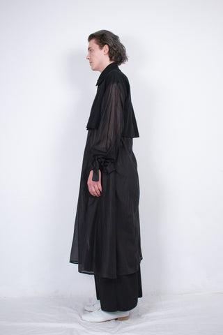 Black Transparent Silk Trench Coat