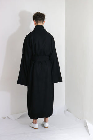 Black Wool Overcoat - Ludus Agender Label