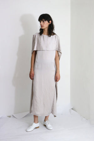 Grey Cotton Satin Dress - Ludus Agender Label