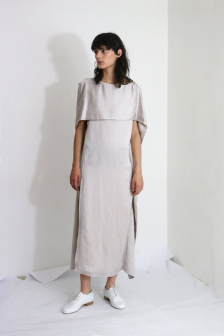 Grey Cotton Satin Dress Ludus Agender Label Grey Cotton Satin Dress Ludus Agender Label