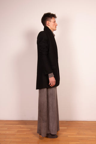 Black shawl tailored wool jacket