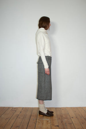 White circular-drape wool top
