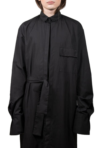 Black Elongated Asymmetric Shirt - Ludus Agender Label