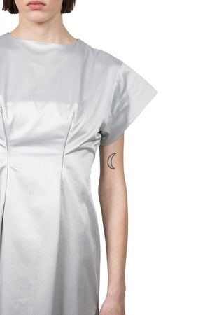 Silver Slashed Short-sleeved Dress - Ludus Agender Label