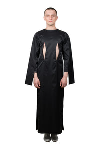 Black Slashed Long-sleeved Dress - Ludus Agender Label