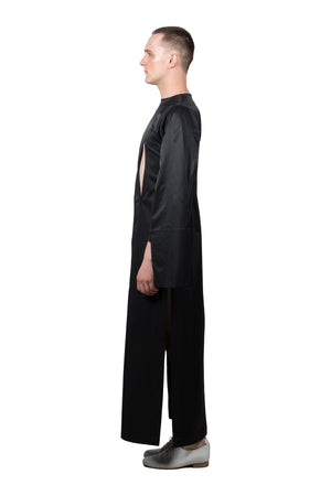 Black Slashed Long-sleeved Dress - Ludus Agender Label