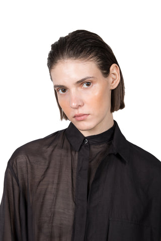Black Transparent Asymmetric Shirt - Ludus Agender Label