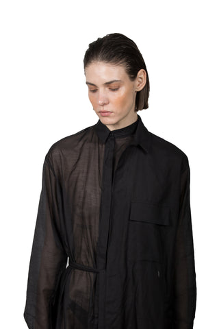 Black Transparent Asymmetric Shirt - Ludus Agender Label