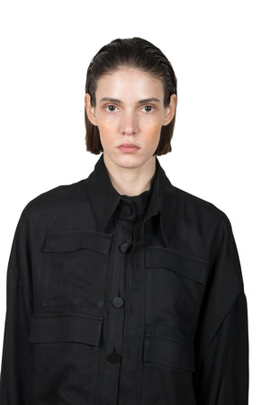 Black Flax Asymmetric Jacket - Ludus Agender Label