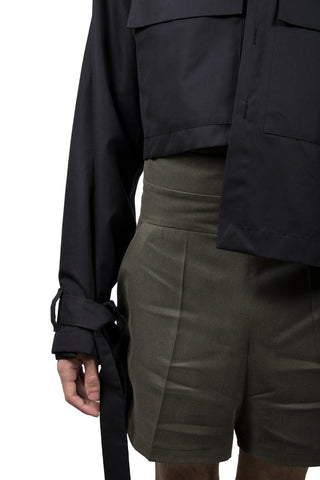 Black Cotton Asymmetric Jacket - Ludus Agender Label