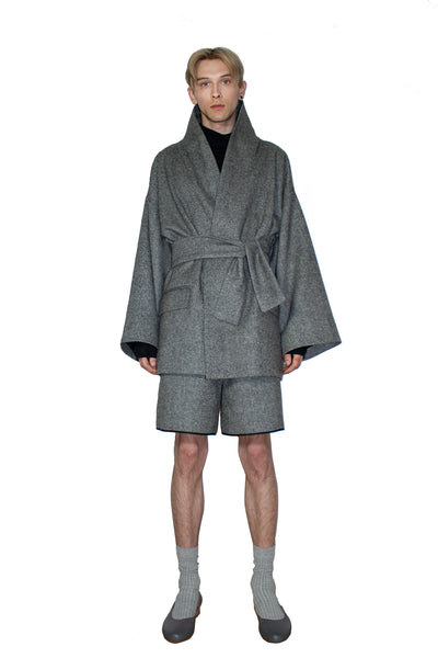ジャケット・アウター LOUREN big shawl collar double coat Denim Shawl-Collar Jacket