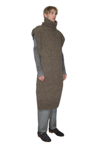 Taupe hand-knitted turtleneck