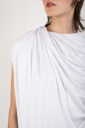 White draped jersey dress Ludus Agender Label White draped jersey dress Ludus Agender Label