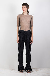 Zero waste pleated twill trousers