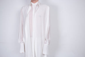 Elongated White Layered Silk Shirt