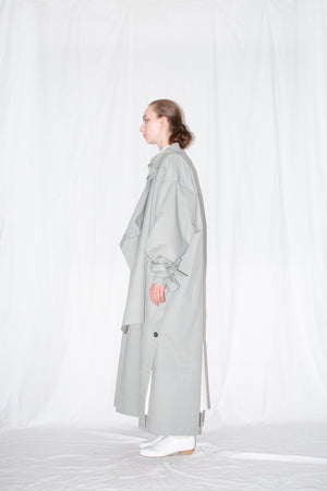 Grey Asymmetric Twill Coat
