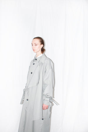 Grey Asymmetric Twill Coat