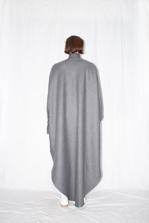 Grey Elongated Wool Cloak Shirt