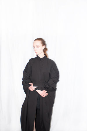 Black Elongated Cloak Shirt