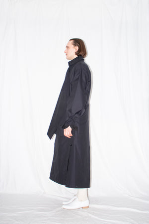Black Asymmetric Twill Coat