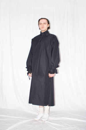 Black Asymmetric Twill Coat