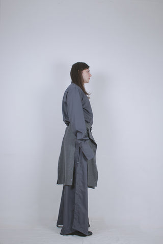 Grey Wool Buttoned Culottes